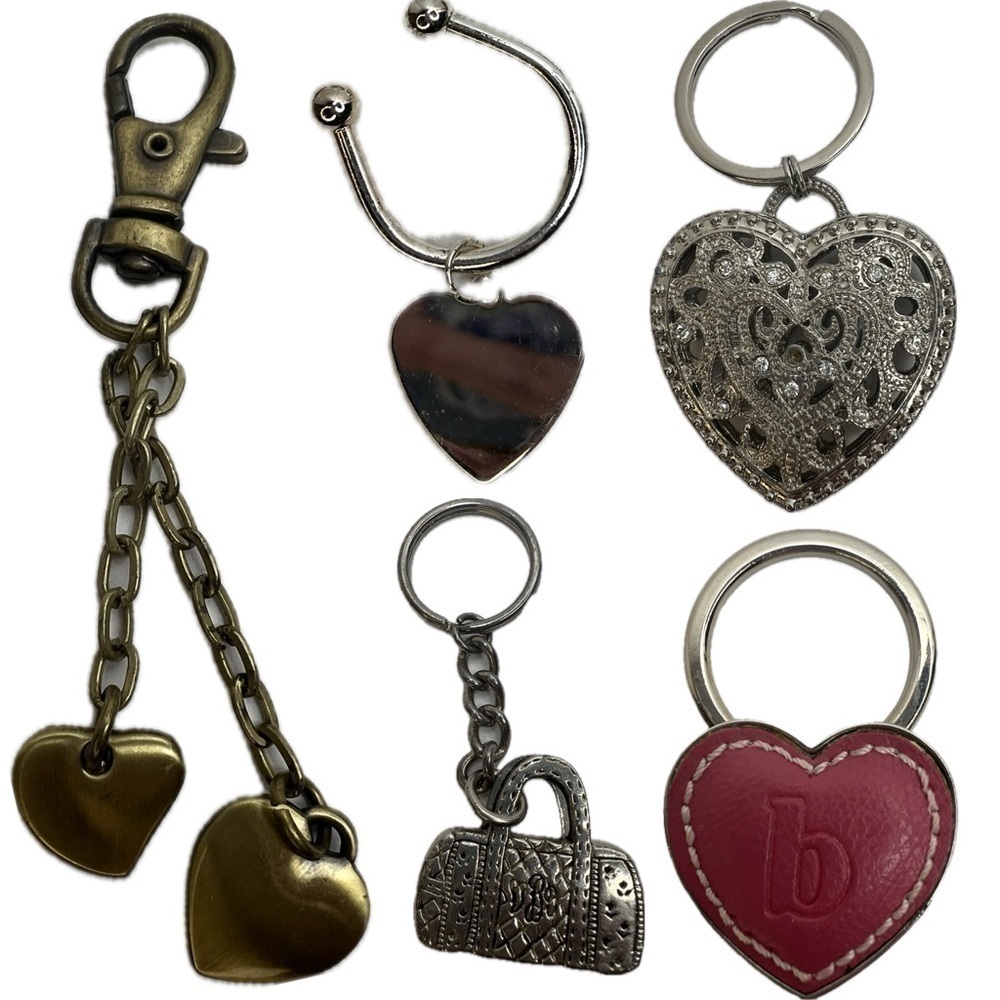 Valentine’s Day Heart ❤️ Key Chain Lot Letter B Pink Silver Keychain